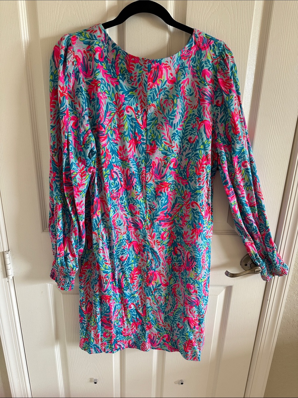 Vibrant Floral Long-Sleeve Dress - Pink & Blue - Picture 4 of 5